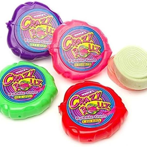 CRAZY ROLLZ BUBBLE GUM GREEN APPLE ASSORT PCS / PERMEN KARET ROLL Termurah