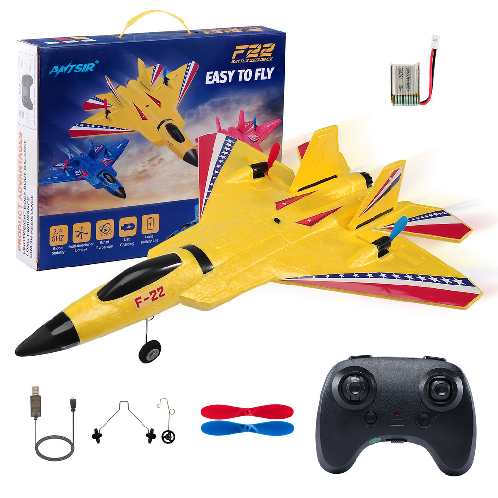 F22 Raptor RC Plane 2.4G 2CH RC Foam Flying Model Glider With LED Lights Remote Control Foam Fighter