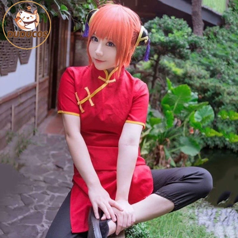 Gintama/Sier Soul Kagura Cosplay Costume Women Japanese Anime Kagura Chinese Dress Wig Cosplay