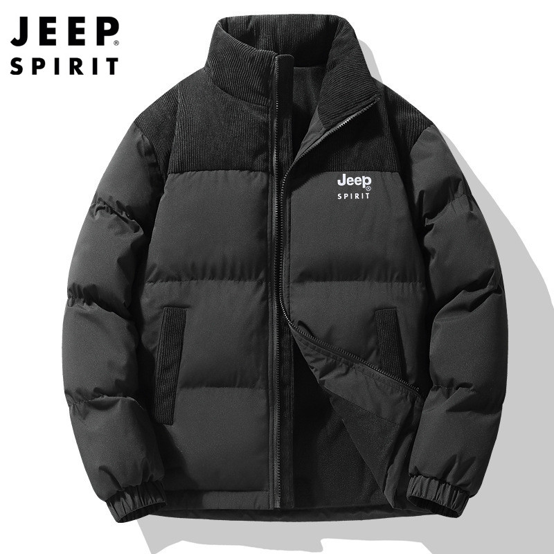 Jeep Spirit Jacket with Stand Collar for Men's Autumn and Winter Cotton Down Jacket Warm and