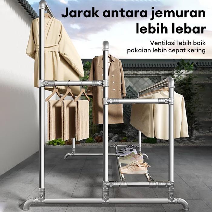 Jemuran Baju Stainless Jumbo Gantungan Baju Stainless Tebal Jemuran Besar Jemuran Baju Aluminium