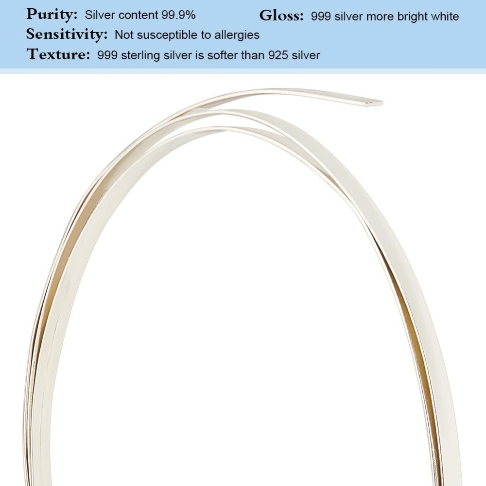 1.64 Feet 925 Sterling Silver Flat Wire 2mm Soft Jewelry Wire with Storage Box for Bracelet Necklace