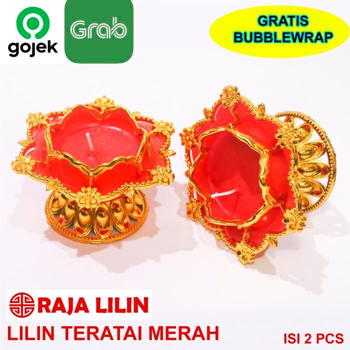 Lilin Teratai Merah Lilin Lianhua Merah Lilin Puja Sembahyang