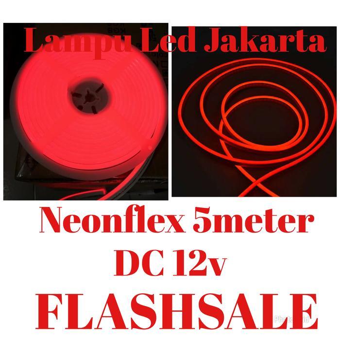 LAMPU NEON FLEX MERAH 5METER 12V. SELANG NEON SIGN FLEX MERAH 5M 12V.