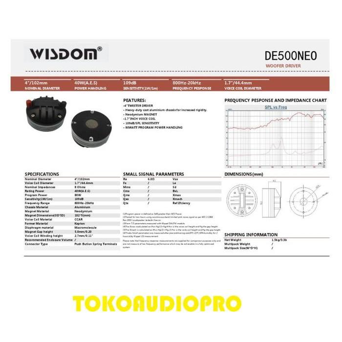 Wisdom De500 Neo Driver Speaker Original De-500Neo Co