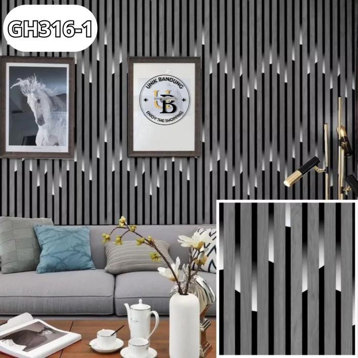 Wallpaper Sticker Dinding Per Roll Motif Kayu Panel New Motif Salur Kayu Neon Ukuran 45CM X 8M -