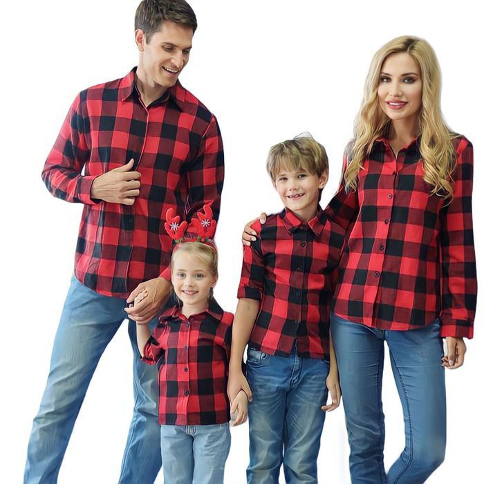 SIAPKIRIM Kemeja Flanel Couple Keluarga Ayah Ibu Anak Baju Atasan Dewasa Hem Lengan Panjang Unisex