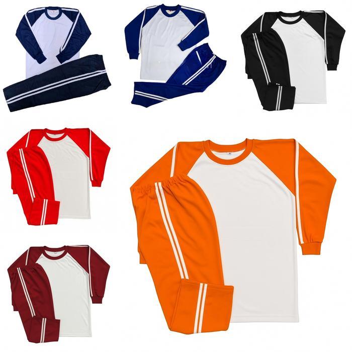 ORIGINAL Kaos OlahTK/SD/SMP/SMA/JUMBO Lengan Panjang Bahan Tebal Oren Putih Merah Putih Donker Putih