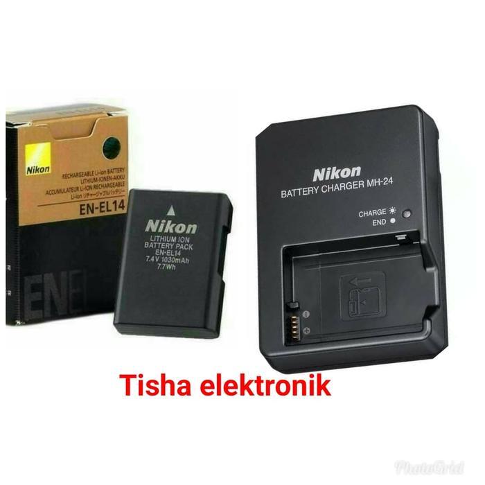 Paket baterai dan charger kamera Nikon D3200