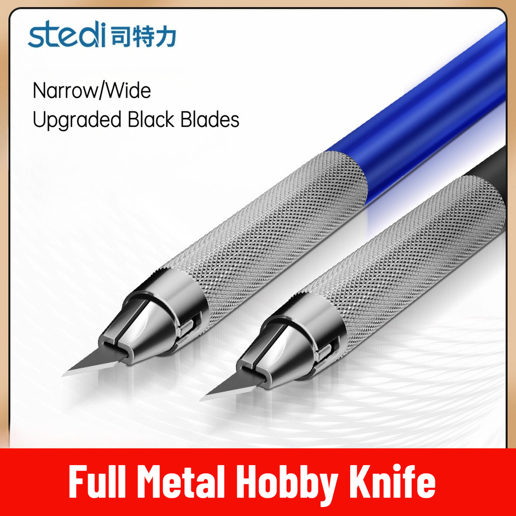 Stedi 4mm/6mm Full Metal Hobby Knife Blue Handle with Replacement Blades for Assembly Model Building