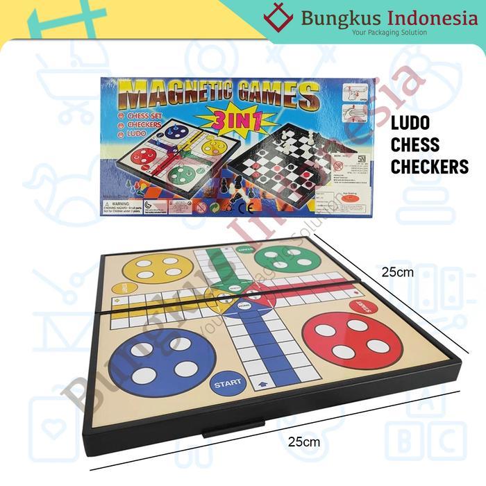3in1 Board Game Magnet NEW / Chess / Checkers / Ludo / Catur
