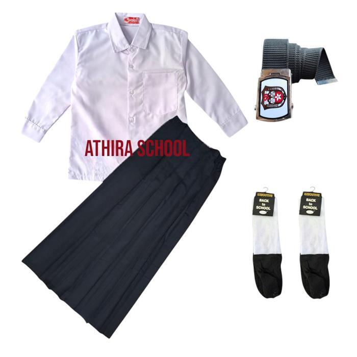 Seragam Sekolah anak SD MI perempuan Rok hitam baju polos panjang Setelan Fashion