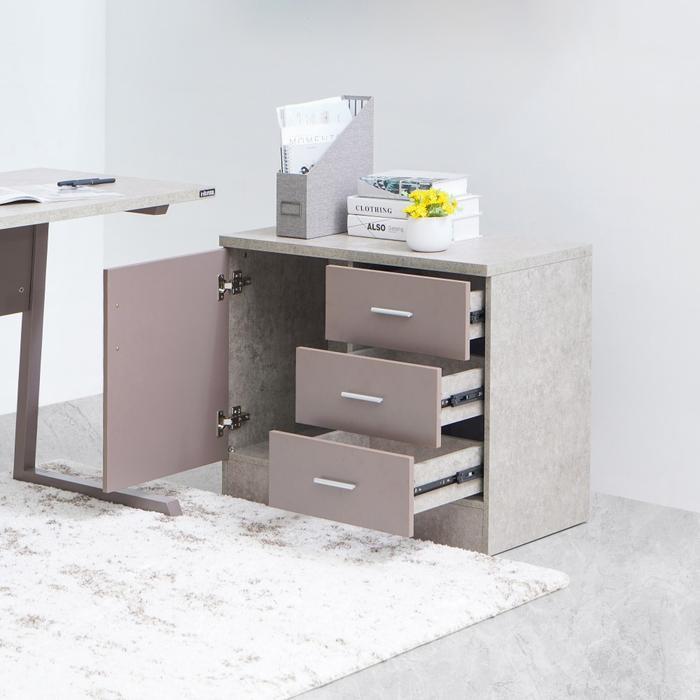 Informa Gemini Meja Kantor Concrete - Abu-Abu Meja Kerja Meja Direktur Laci Minimalis Tempat Kerja