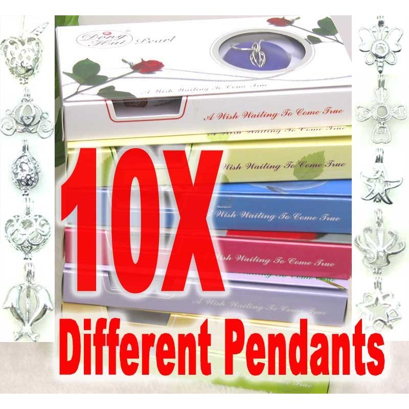 Wish Pearl Gift Box Wholesale 10 Boxes Mix Pendant Necklace for Women Natural Oyster Chokers Chain