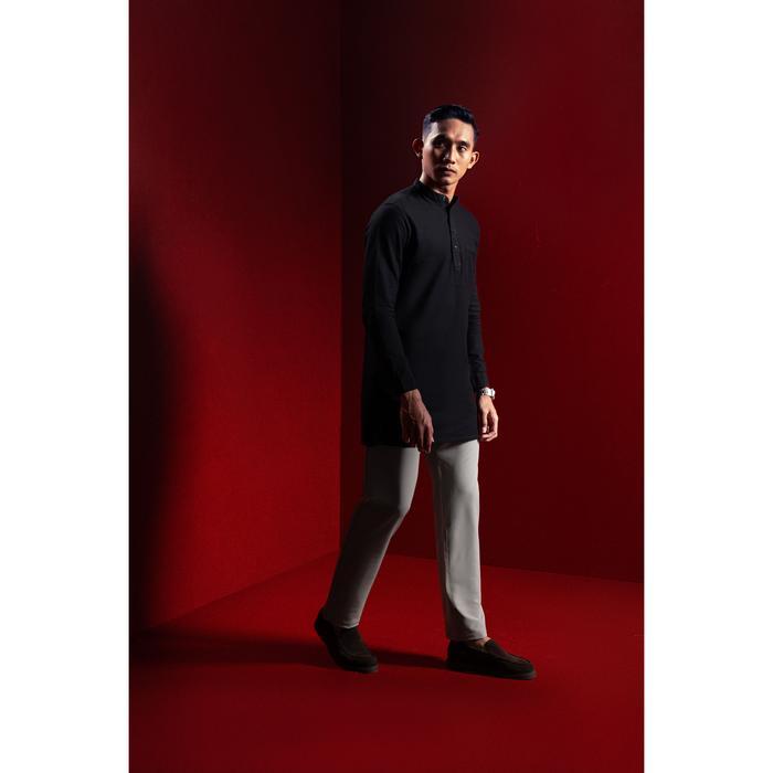 Stok Baru LARUSSO x RIZKY RIDHO - Koko Kurta Organic Cotton Changi - Jet Black