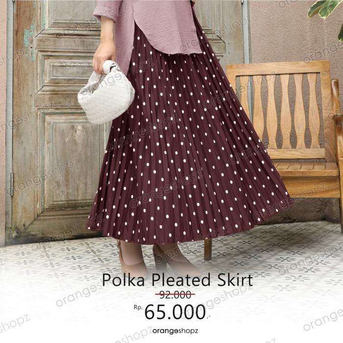 Rok Plisket Motif Polkadot Jersey Premium