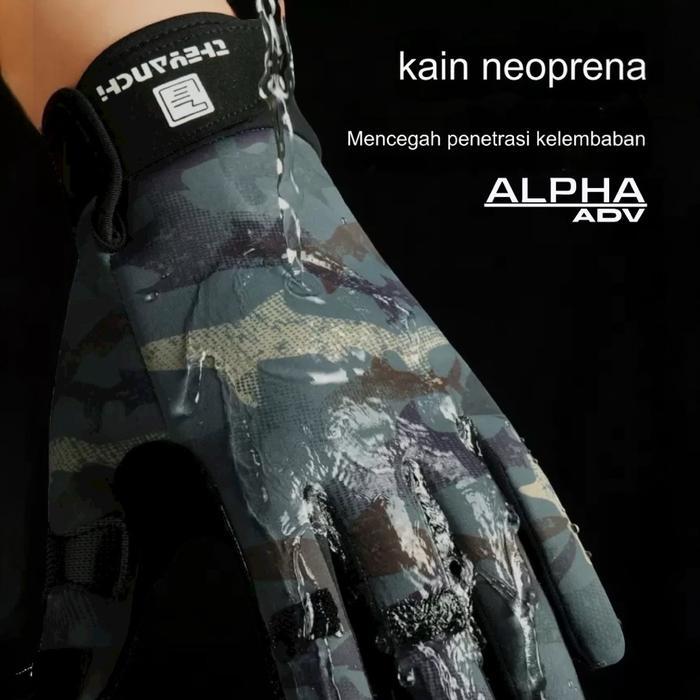 ALPHA ADV Sarung Tangan Mancing Fishing Glove Waterproof Anti Air Anti Slip Touchscreen Layar Sentuh