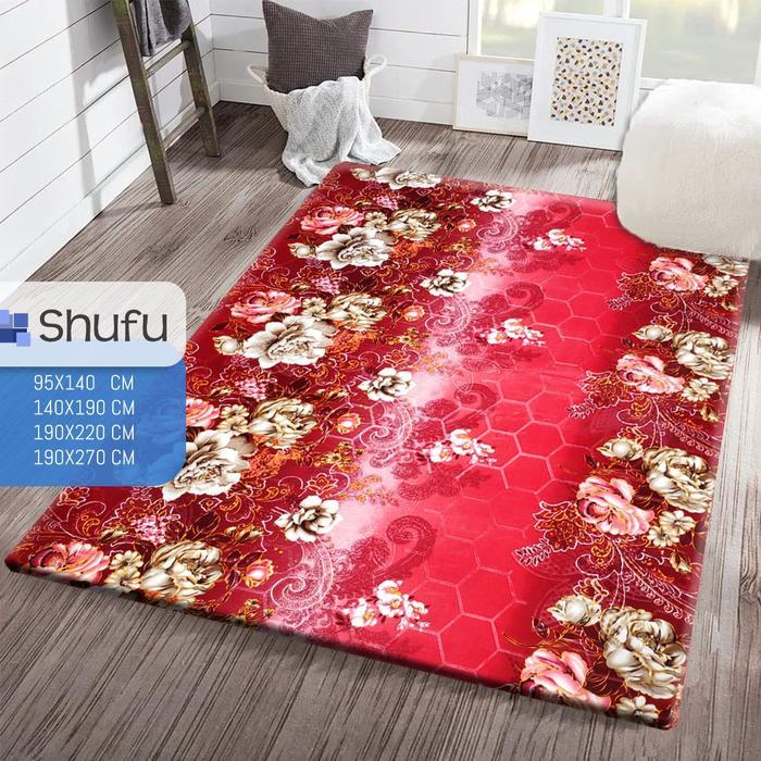 KARPET MALAYSIA SHUFU UKURAN 190X270CM KETEBALAN 18MM MOTIF KEMBANG Bunga shufu karpet shufu