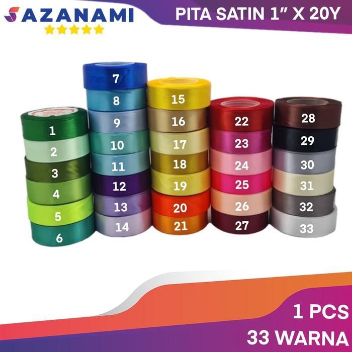 PITA SATIN 1" X 20Y 25MM TALI PITA SAKURA WARNA WARNI PITA KADO