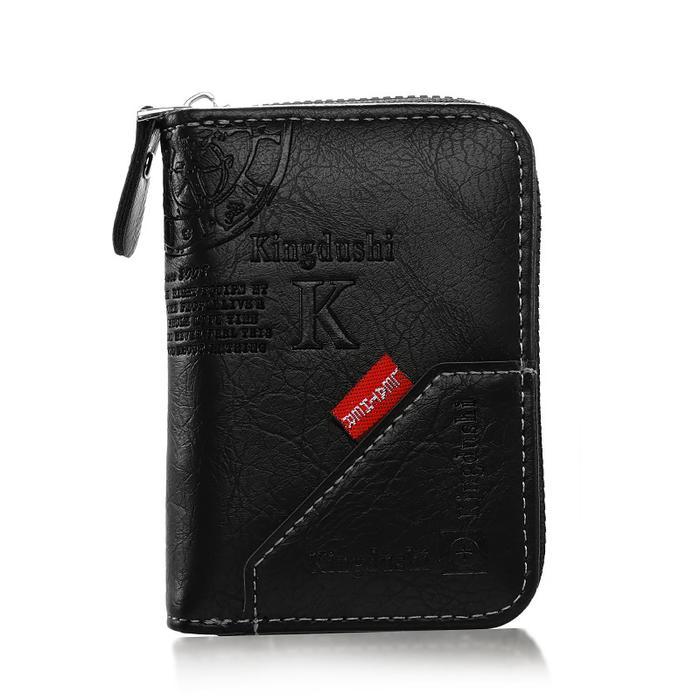 Eiger Wallet - Dompet Kartu Pria Resleting Card Holder Kekinian Kulit Hitam Astaro Cowok Keren