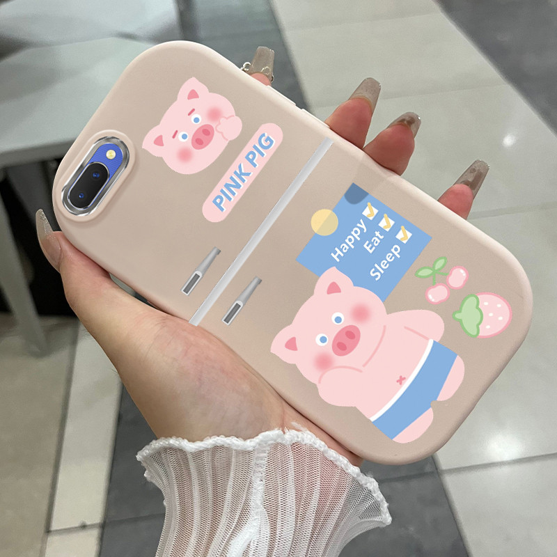 Casing Hp Untuk OPPO A5 A3s A12E Realme C1 Case Babi kecil berwarna pink Kesing silikon silicone dof
