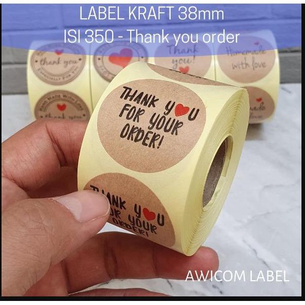 "New" 350 PCS (1 ROLL) Stiker Label Thank You Homemade Handmade 38mm Roll Paper