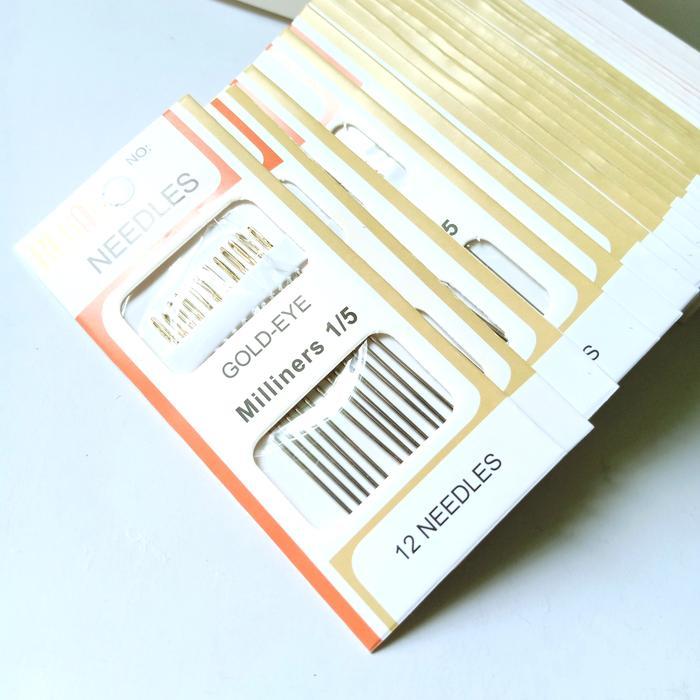 "New" Regal Gold Eye Jarum Jahit Tangan Milliners 1/5 ISI 12 PCS Stainless Super Alat Memasukkan