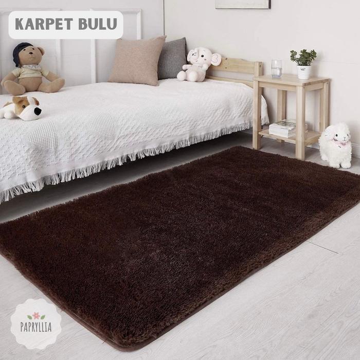 Karpet Bulu Karpet Lantai Kasur Bulu 50x150cm Tebal 2cm ( Coklat Tua )