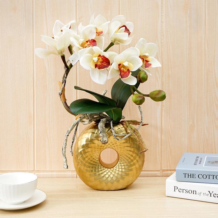 INFORMA VAS KERAMIK DONATELA - GOLD POT BUNGA PAJANGAN RUMAH DEKORASI RUANGAN TEMPAT BUNGA