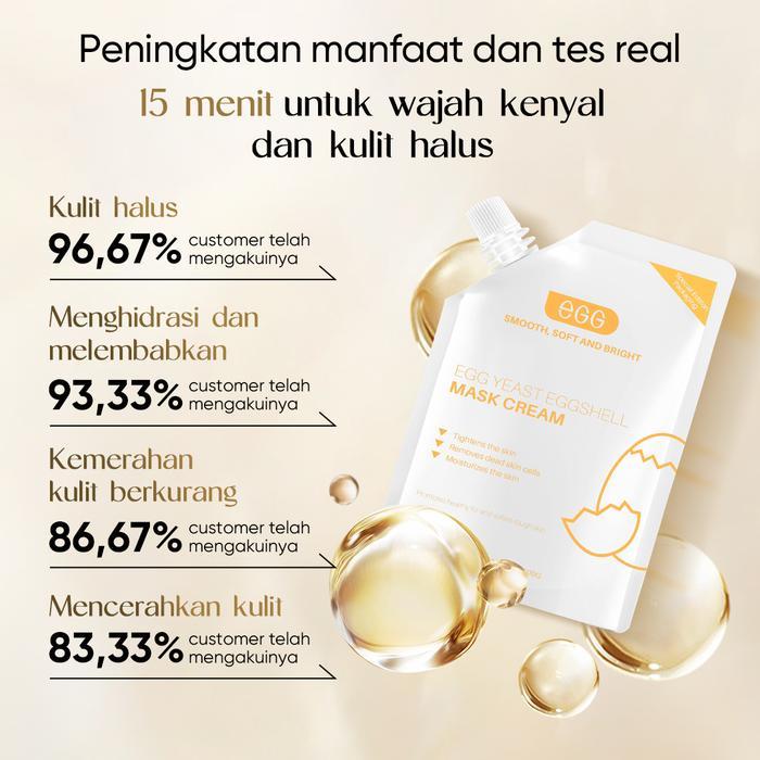 EGG-[BPOM]Masker Ragi Cangkang Telur/Masker Kulit Telur Egg Sheat Yeast/masker muka