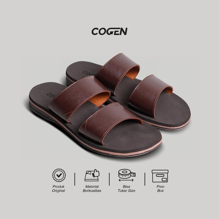 Aerostreet - Sandal Pria Kokop Dua Ban 2 Original Sendal Original Marino - Db Brown