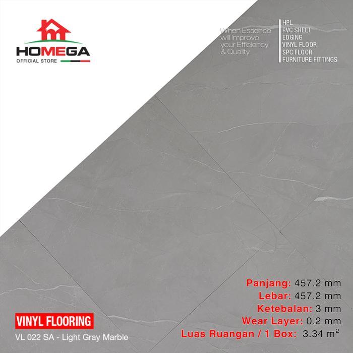 HOMEGA VINYL Flooring - Lantai Kayu Parket Parkit Parquet Stiker - Tekstur Light Gray Marble - 1 Pcs