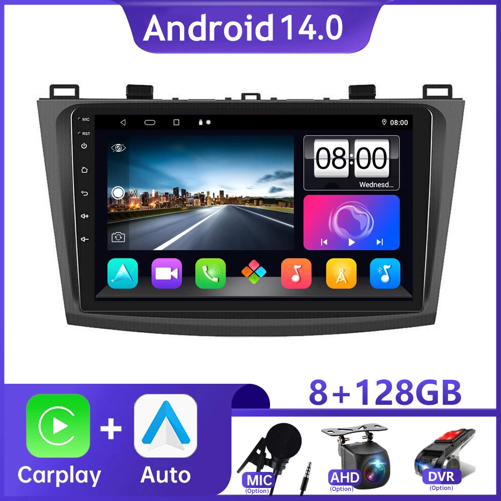 Android 14 for Mazda 3 2009- 2013 Car Radio Multimedia Player Stereo Navigation GPS Carplay Speakers
