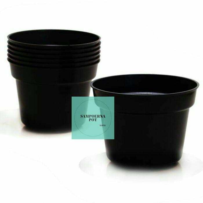 "New" pot bunga tanaman plastik hitam 25cm