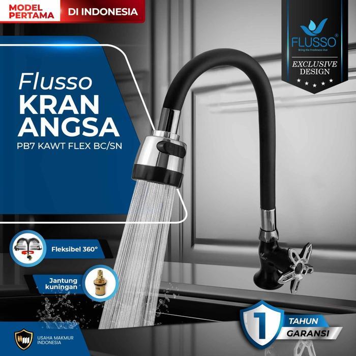 FLUSSO Kran Wastafel Kran Air Kran Angsa Wastafel Black TERBARU kran air cuci piring