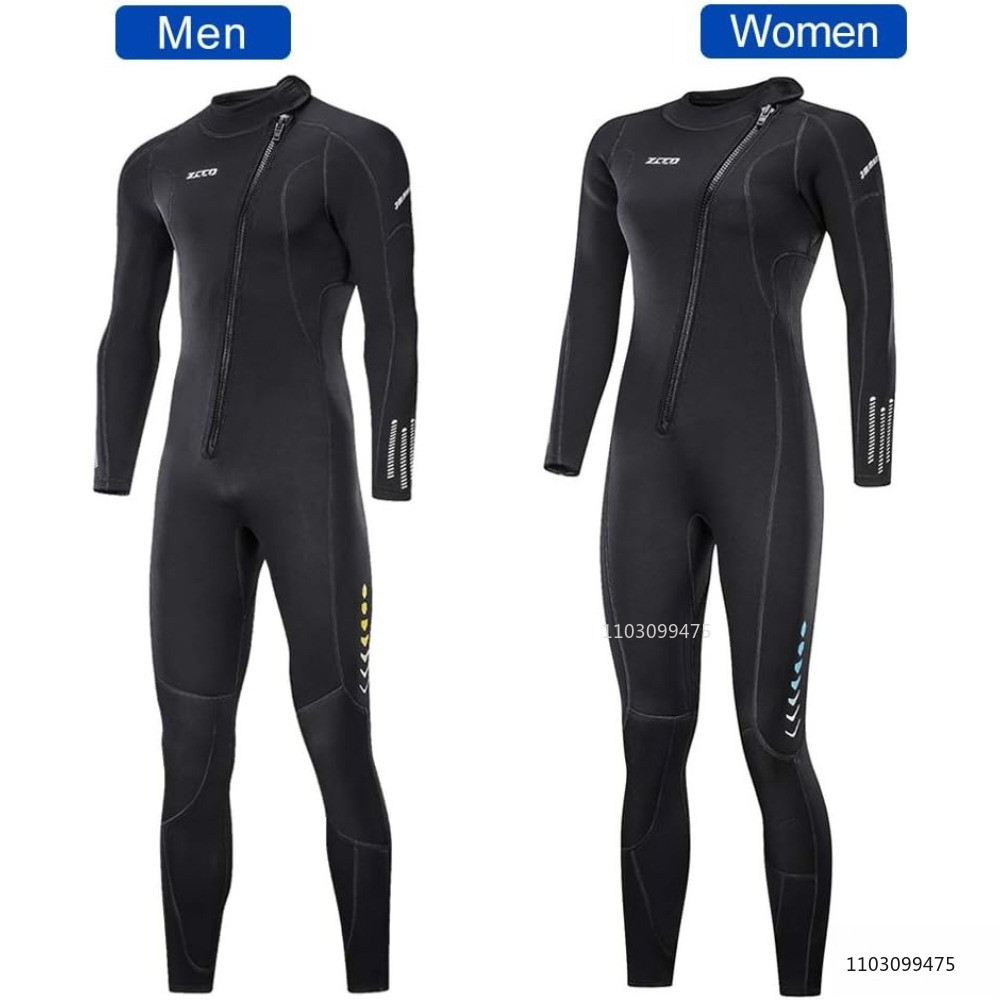 ZCCO 3mm Neoprene Wetsuit Front Zip Full Body Diving Suit One Piece for Men Women-Snorkel Scuba