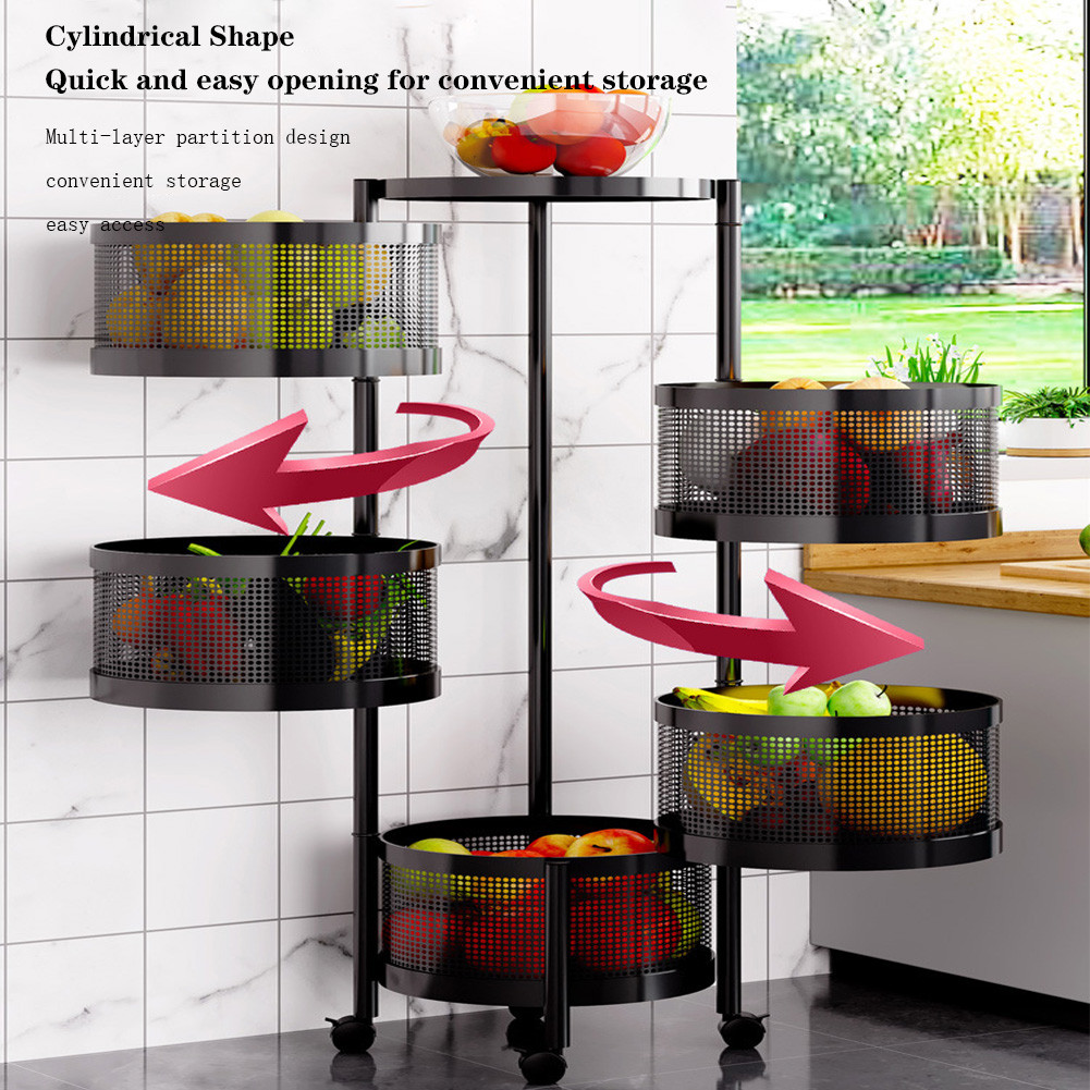 Rotating Storage Shelves Rack For Kitchen, 3-Tier/4-Tier/5-Tier Fruit And Vegetable Storage Baskets,