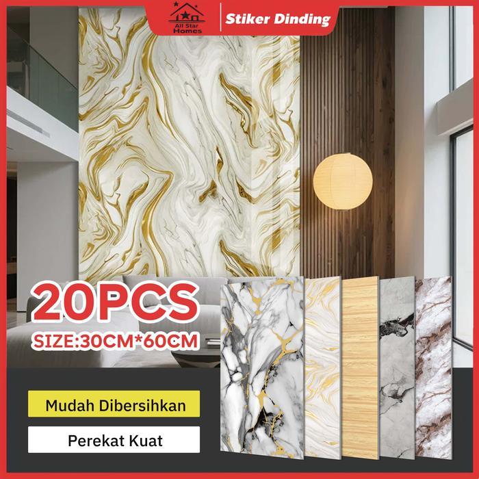 "New" 20pcs Papan Stiker Dinding Tekstur Marmer 30*60cm Wallpaper Dinding Kabinet untuk Kamar Tidur