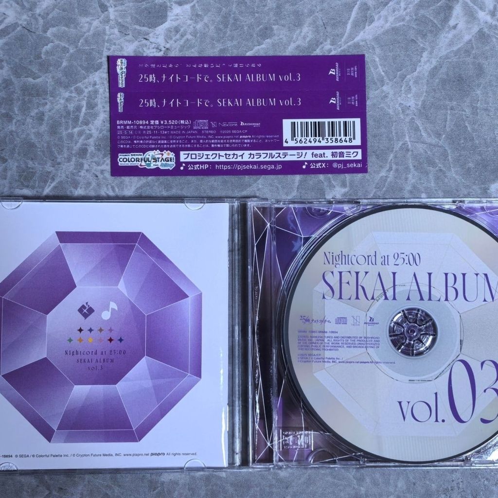 Game Project SEKAI COLORFUL STAGE Hatsune Miku Nightcord at 25:00 Music CD SEKAI ALBUM vol3 Music