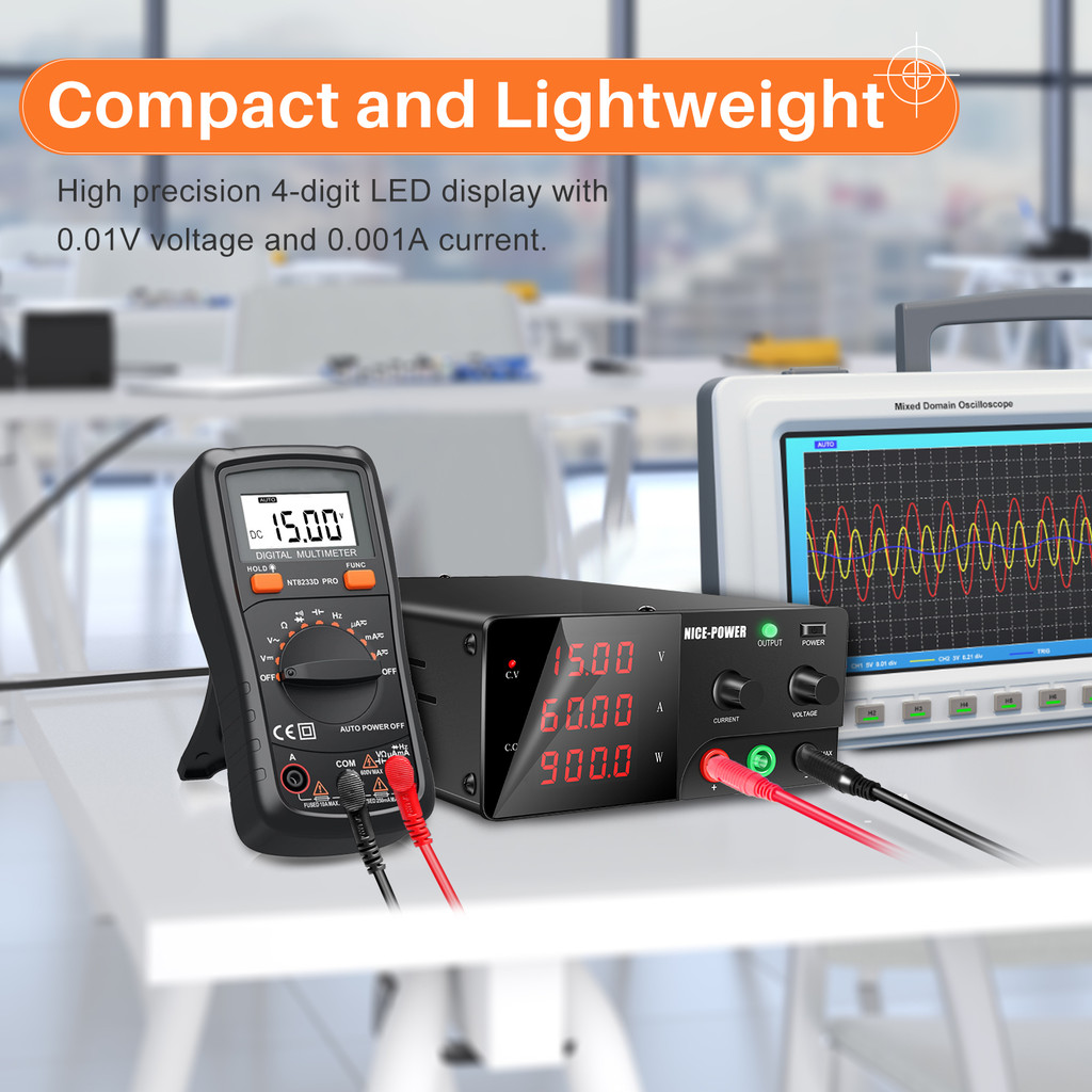 Nice-Power 15V 30V 60V DC Power Supply Variable, 10A 20A 30A 60A High Power Bench Power Supply with