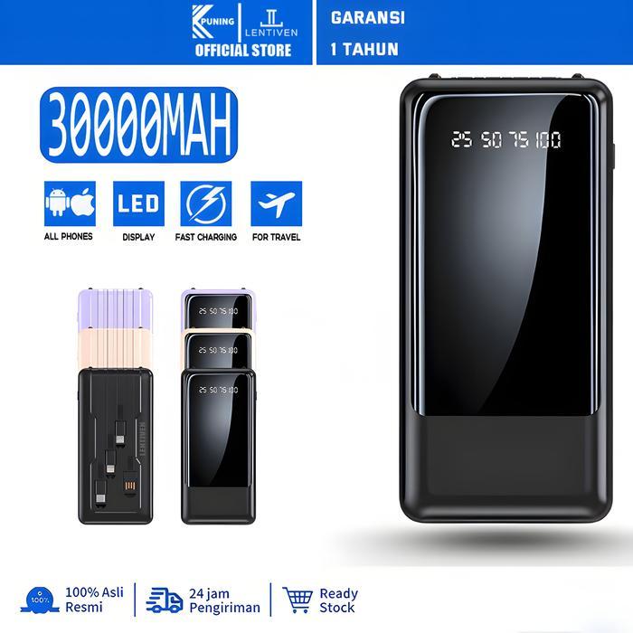 Acmic Techlife - Puning Powerbank 30000 Mah Mini With 4 Kabel Data Fast Charging Bh759