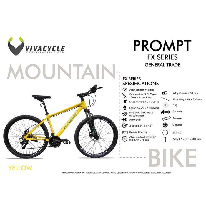 Sepeda Gunung Mtb 27.5 Alloy Hidrolik Prompt Fx V2 27 Speed