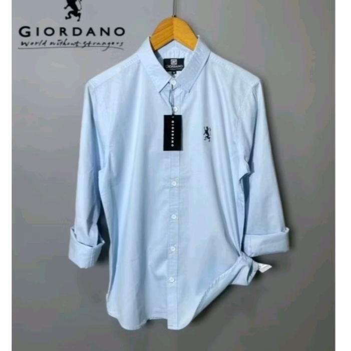 Kemeja Pria GIORDANO 3D Slim fit Kemeja Panjang Pria Casuall