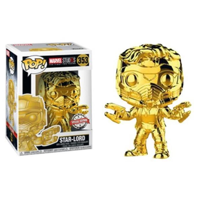 Funko POP Marvel Studios First Ten Years StarLord Gold Chrome #353 Ready stock