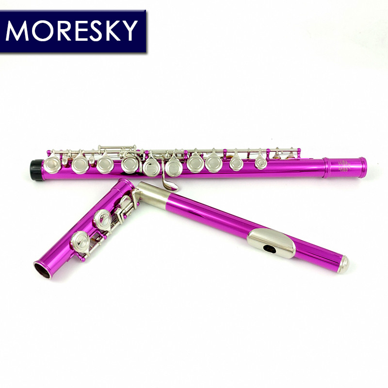 MORESKY Flute 16 Close C Keys Rose Red Flute With E Key 609