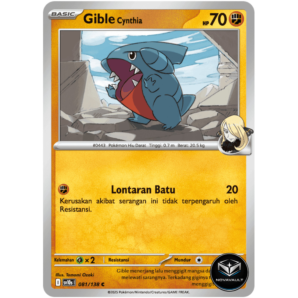 Gible (C) - 081/138 - Kehadiran Juara (SV10s) - Pokemon TCG Indonesia
