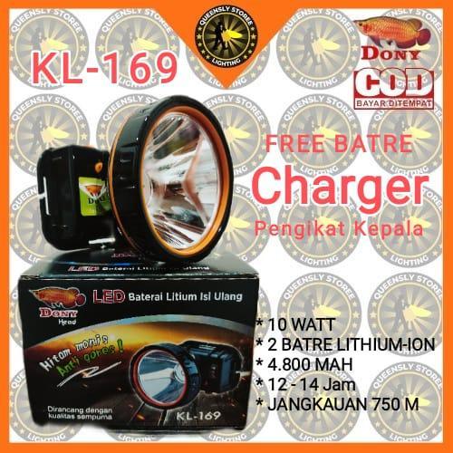 Senter Kepala DONY KL-169 Hitam Manis Anti Gores ,senter
