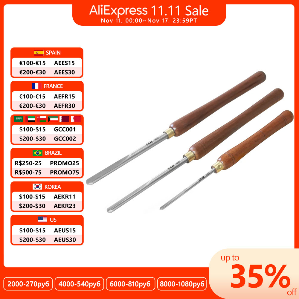 TASP HSS Kayu Turning Pahat Spindle Bowl Gouge Woodturning Alat Bubut Aksesoris dengan Walnut Menang