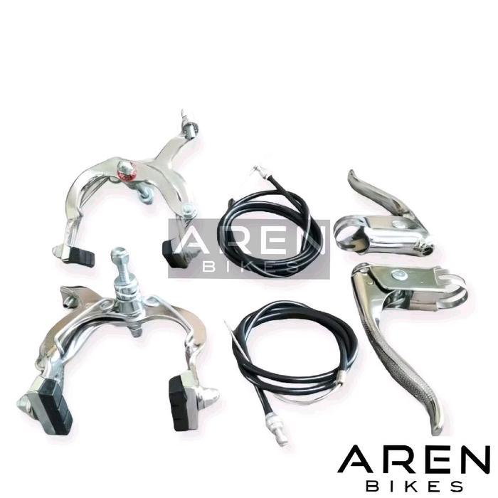 REM SEPEDA BALAP JADUL U KE KROM 24 26 27 TAIWAN ROME U-KE SEPASANG SEPAKET KOMPLIT LENGKAP HANDLE