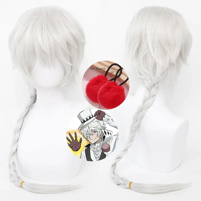 High Quality Nikolai Gogol Cosplay Wig Anime Bungo Stray Dogs Season 4 Long White Braid Heat